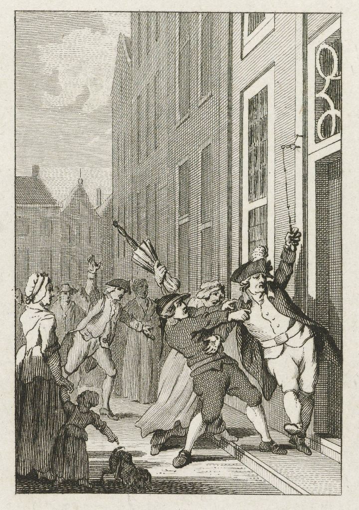 Onrust onder Oranjegezinden in Den Haag, 1785, Reinier Vinkeles (I), naar Jacobus Buys,
